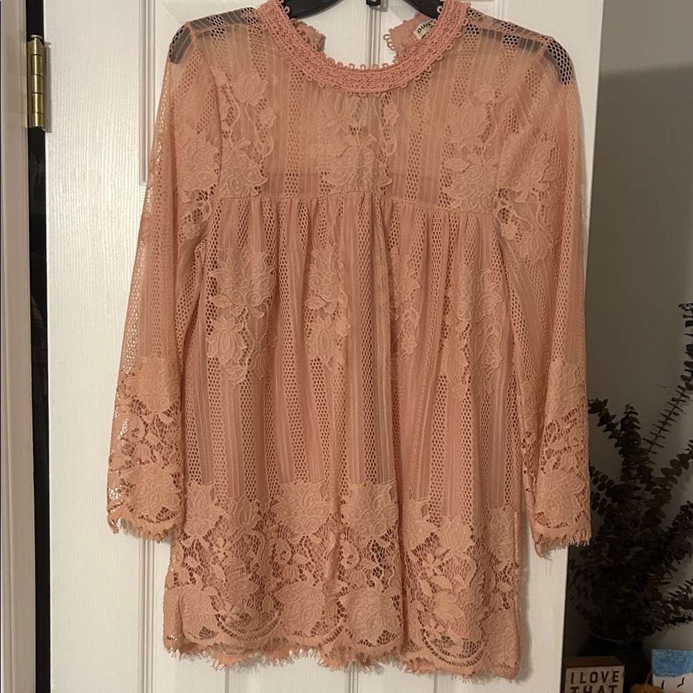 Chance of fate Spring peach Lace Blouse